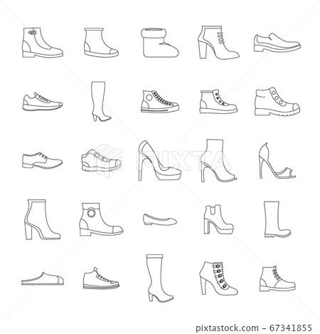 Footwear shoes icon set, outline style 67341855