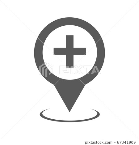 Hospital map pointer icon vector simple Hospital map pointer icon vector simple 67341909