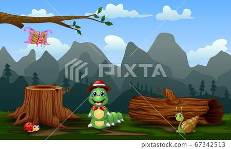 Scene with plants and insects in the field 67342513