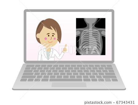 Illustration image of online medical examination with a personal computer Illustration image of online medical examination with a personal computer 67343431