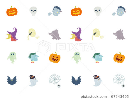各種萬聖節人物的背景插圖 67343495