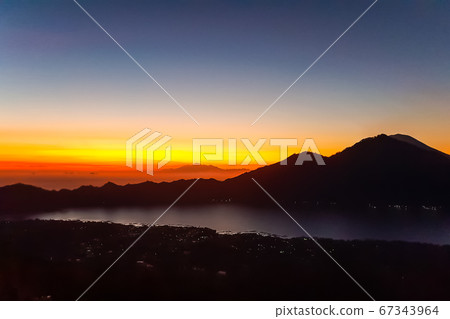 Sunrise panorama view from top of Batur volcano 67343964