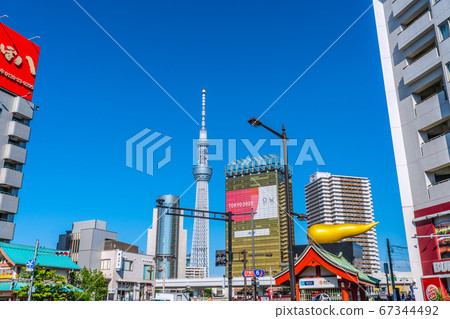 Tokyo cityscape in Japan View of Azumabashi and Asakusa Station (Tokyo Metro Ginza Line) entrance and exit Tokyo cityscape in Japan View of Azumabashi and Asakusa Station (Tokyo Metro Ginza Line) entrance and exit 67344492