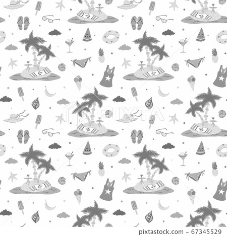 Summer beach holiday elements seamless pattern - Stock Illustration ...