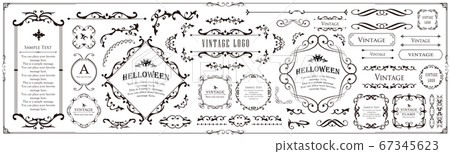 Halloween frame material, Happy Halloween, party, event, decoration material, vintage, ante 67345623