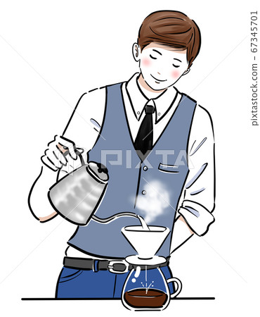 Smiling male barista making coffee 67345701