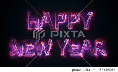 The inscription Happy New Year, computer generated. Burning inscription. Capital letters. 3d rendering congratulatory background The inscription Happy New Year, computer generated. Burning inscription. Capital letters. 3d rendering congratulatory background 67346062
