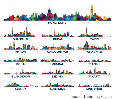 Geometric pattern skyline city Arabian Peninsula 67347098