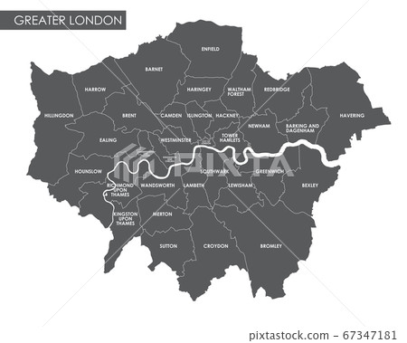 Vector Greater London administrative map Vector Greater London administrative map 67347181