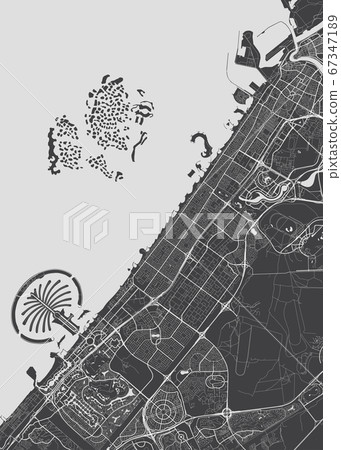 Detailed Map Of Dubai Vector Detailed Map Dubai - Stock Illustration [67347189] - Pixta