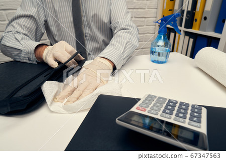 concept of cleaning or disinfecting the office concept of cleaning or disinfecting the office 67347563