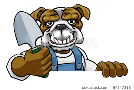 Bulldog Gardener Gardening Animal Mascot 67347818