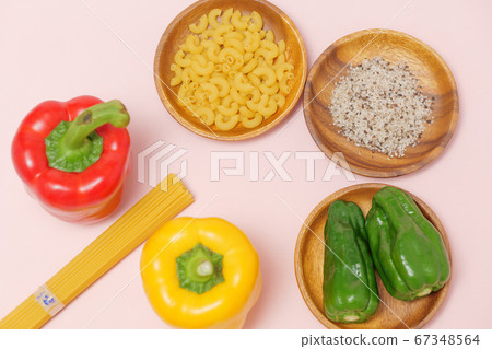 Colorful ingredients on pink background Colorful ingredients on pink background 67348564