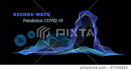 Second wave covid-19. Vector illustration on black Second wave covid-19. Vector illustration on black 67348882