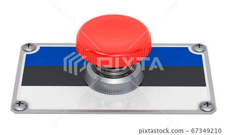 Push button with Estonian flag, 3D rendering 67349210