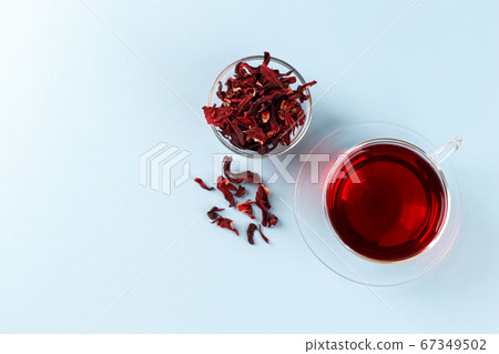 Healthy hibiscus tea in transparent cup Healthy hibiscus tea in transparent cup 67349502