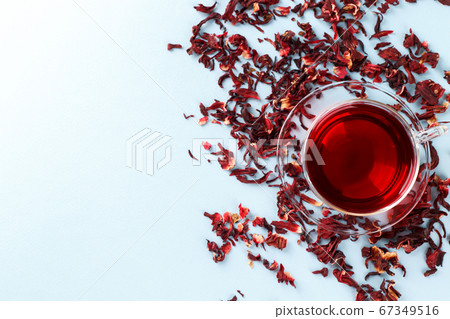 Healthy hibiscus tea in transparent cup Healthy hibiscus tea in transparent cup 67349516