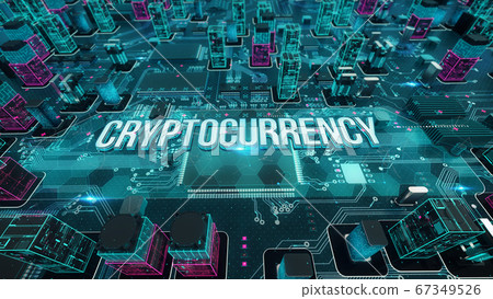 Cryptocurrency with digital technology concept 3D rendering 67349526