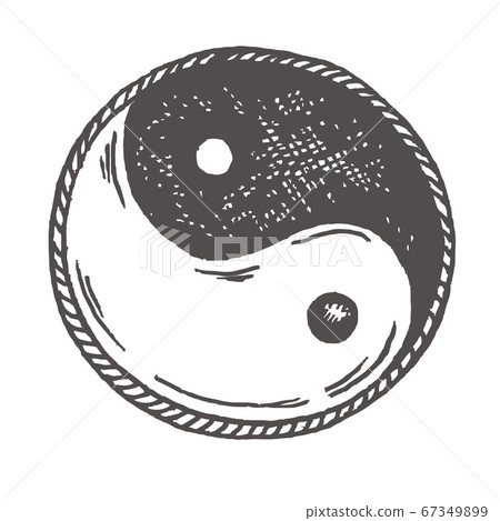Ying yang sketch symbol Vintage illustration Ying yang sketch symbol Vintage illustration 67349899