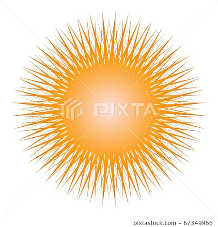 Vector isolated illustration of the sun with a large number of thin orange rays. Gradient fill. An isolated object. Sun icon vector isolated on white background. Sunshine. Bright star. Stock art Vector isolated illustration of the sun with a large number of thin orange rays. Gradient fill. An isolated object. Sun icon vector isolated on white background. Sunshine. Bright star. Stock art 67349966