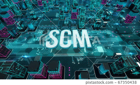 SCM with digital technology concept 3D rendering 67350438
