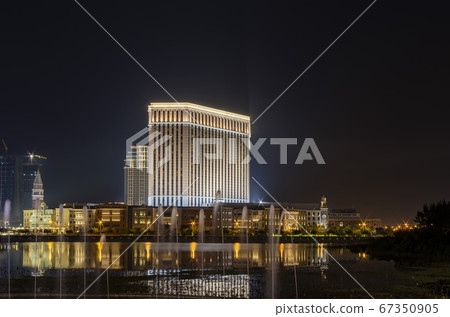 Night exterior view of the venetian Macao Casino 67350905