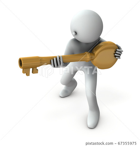 Characters with big keys, secret exposure, 3D rendering. Characters with big keys, secret exposure, 3D rendering. 67355975