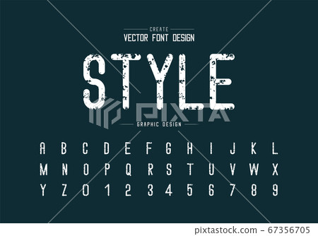 Vintage font and alphabet vector, Texture letter style typeface and number design, Graphic text on background Vintage font and alphabet vector, Texture letter style typeface and number design, Graphic text on background 67356705