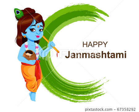 Happy Krishna Janmashtami. Lord Krishna - Stock Illustration [67358292 ...