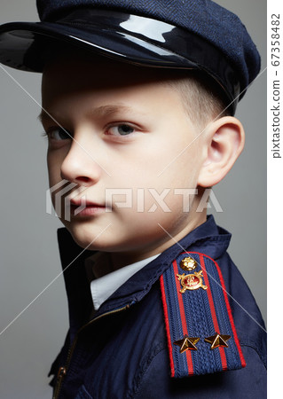 little boy in hat and uniform. Police child little boy in hat and uniform. Police child 67358482