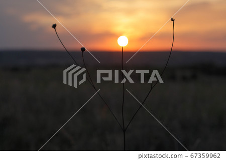 sunset in the cloudy sky above the industrial city 67359962