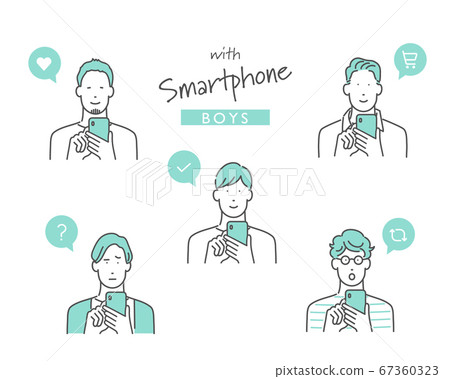 Illustration material of men who use smartphones 67360323
