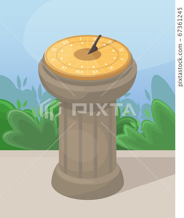 Vector illustration with a sundial. Vector illustration with a sundial. 67361245