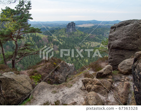 Sigle rock Falkenstein seen from Schrammstein Sigle rock Falkenstein seen from Schrammstein 67363328