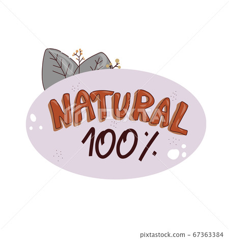 Modern promotional banner with text -natural 100 percent. Natural product and farm freshicons . 67363384