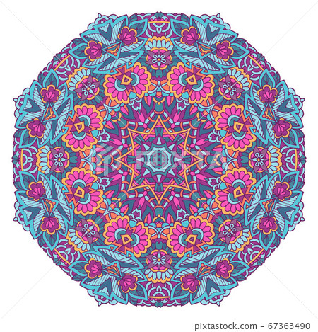 Colorful festive floral mandala round ornamental 67363490