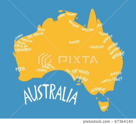 Vector hand drawn stylized map of Australia. 67364140