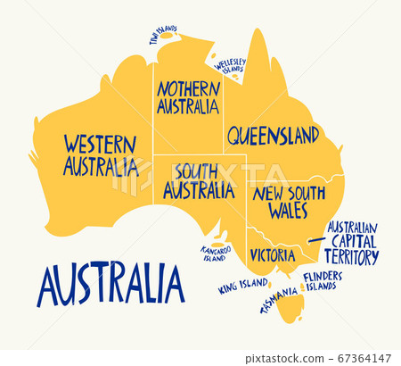 Vector hand drawn stylized map of Australia. 67364147