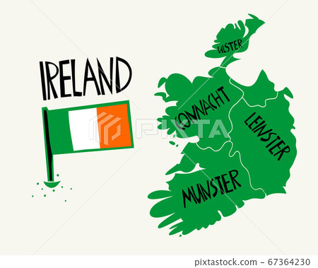 Vector hand drawn stylized map of Ireland. Travel Vector hand drawn stylized map of Ireland. Travel 67364230