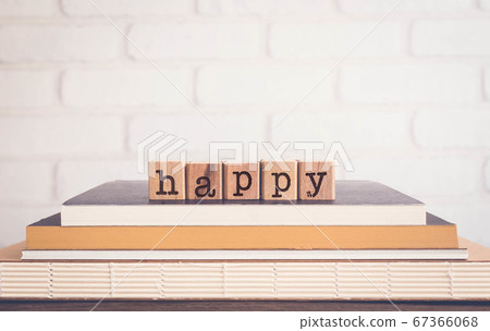 The word HAPPY, letters and copy space background, 67366068