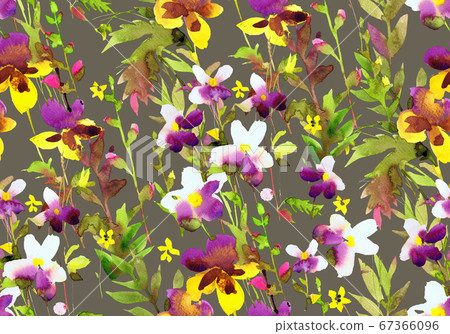 Watercolor floral seamless pattern. - Stock Illustration [67366096] - PIXTA