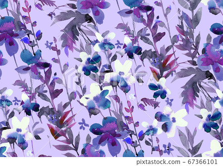 Watercolor floral seamless pattern. - Stock Illustration [67366101] - PIXTA