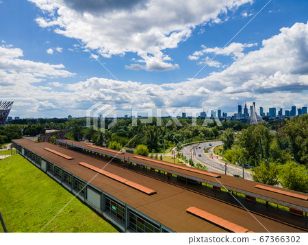 Warsaw, Poland. Aerial view of the city . stadion Warsaw, Poland. Aerial view of the city . stadion 67366302