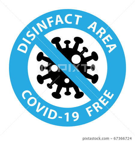 Round symbol for disinfected areas of Covid-19. 67366724