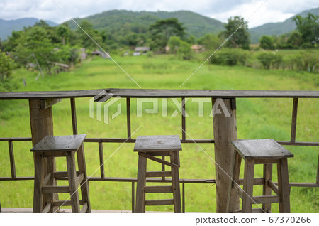 wooden table and chair for drink coffee and 67370266