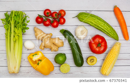 Assortment of Fresh vegetables and fruits 67370341