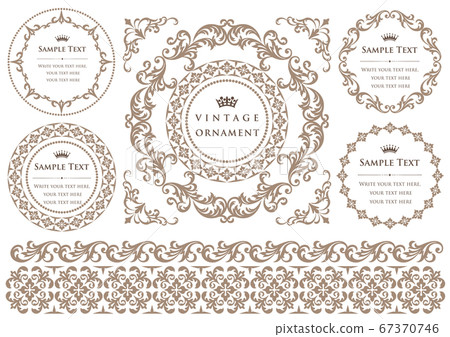 Vintage ornament set. Borders and various frame materials. Vintage ornament set. Borders and various frame materials. 67370746