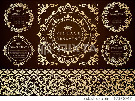 Vintage ornament set. Borders and various frame materials. Vintage ornament set. Borders and various frame materials. 67370747
