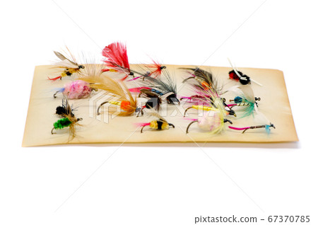 Fly for fishing on white background . Fly for fishing on white background . 67370785
