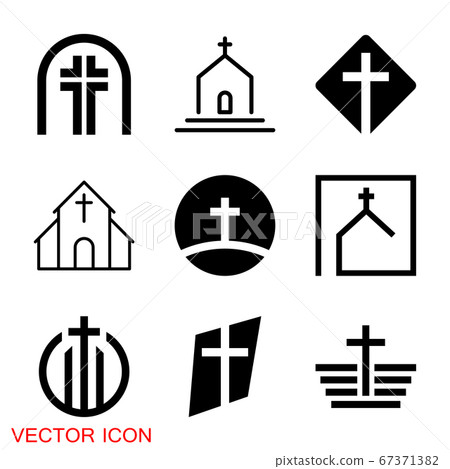 Church vector icons of religious christianity signs and symbols Church vector icons of religious christianity signs and symbols 67371382
